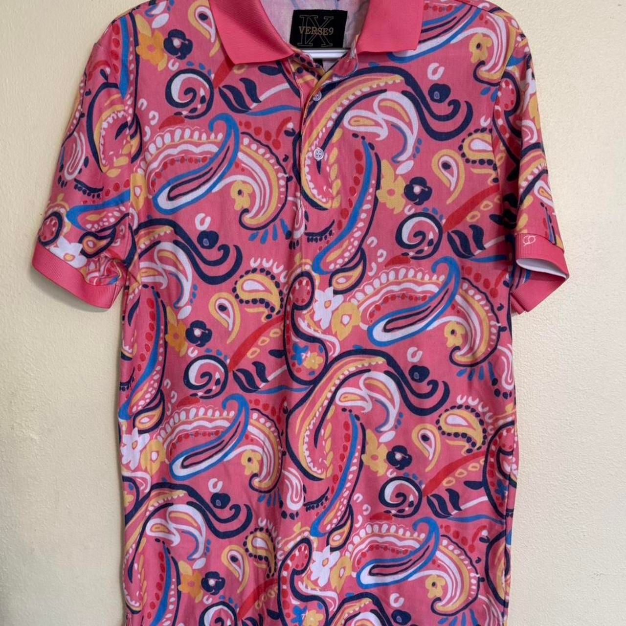 Verse 9 Bold Paisley Print Polo Shirt - Size Large